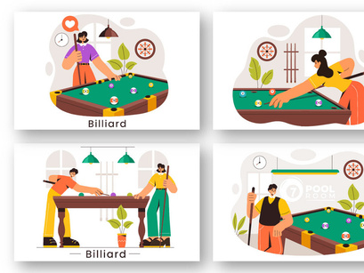 9 Billiard Game Illustration