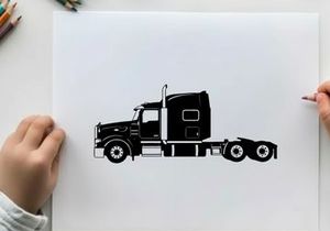 Silhouette of a semi truck with a large sleeper cabin