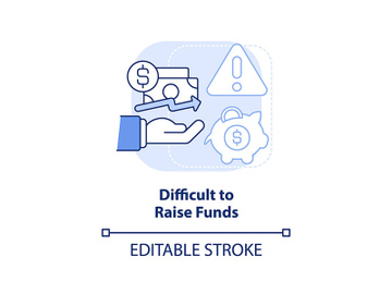 Difficult to raise funds light blue concept icon preview picture