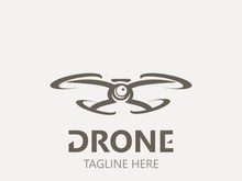 Drone aerial with camera vector template icon. logo photography drone vector. quadcopter flat style illustration