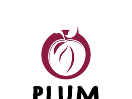 plum fruit logo with leaves, design of plum plantation, fruit shop, plum products, with simple vector editing preview picture