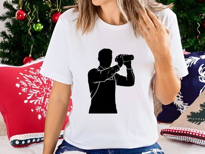 Businessman using futuristic binoculars for success and vision