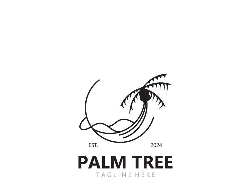 Palm tree simple and modern premium logo design. abstract icon palm beach illustration