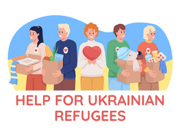 Help for ukrainian refugees 2D vector isolated illustration preview picture
