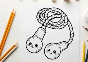 Cute light bulbs with faces holding rope vector illustration