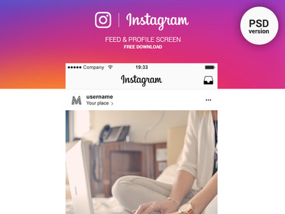 FREE | Instagram Feed & Profile Screen PSD UI