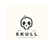 Skull skeleton logo vintage template idea on white background