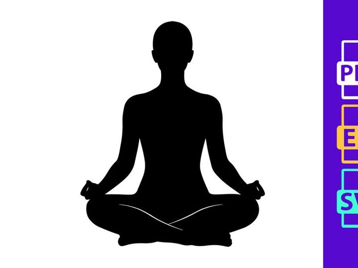 Silhouette person meditating peacefully in minimalist black and white
