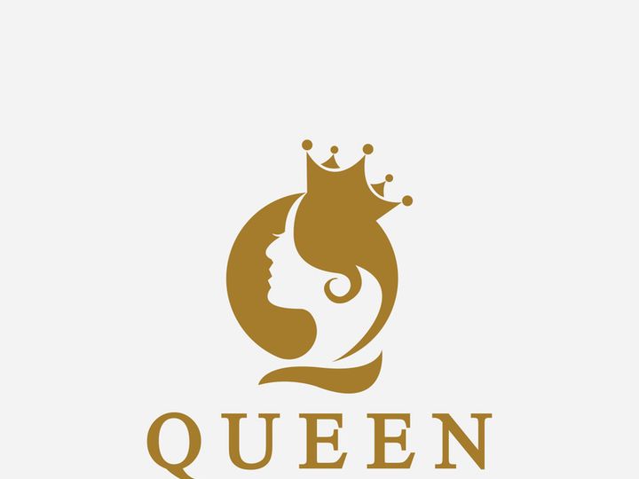 Beautiful face queen icon logo.for queen logo.Beauty woman hair salon golden logo. cosmetic, skin care business logo