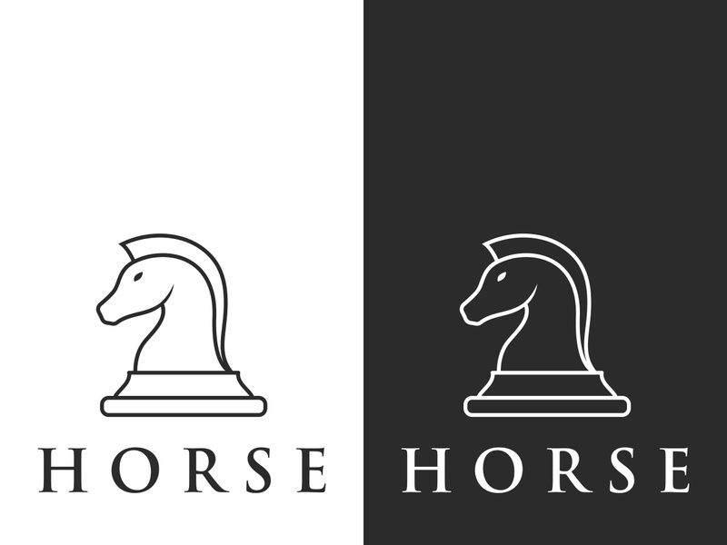 Chess strategy game logo with horse, king, pawn and rook. Logos for tournaments, chess teams and games.