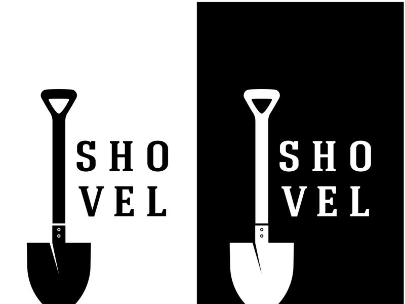 Shovel logo for agriculture, excavation,building, mining foundation. gardening vector set design with leaves