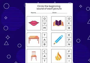 Circle the beginning sound of each picture. Educational game for kids