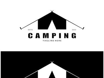 vintage and retro tent logo, camping. With tent, tree and bonfire sign. adventurers, scouts, climbers, camping equipment center preview picture