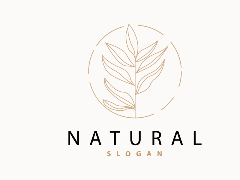 Leaf Line Logo, Beautiful Hand Drawn Design