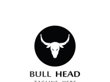 Retro vintage bull head horns logo.