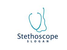 Stethoscope Logo, Simple Line Model Health Care Logo Design