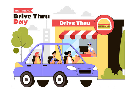 10 National Drive Thru Day Illustration