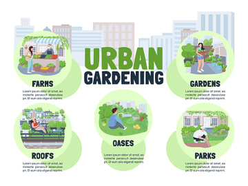 Urban gardening flat color vector informational infographic template preview picture