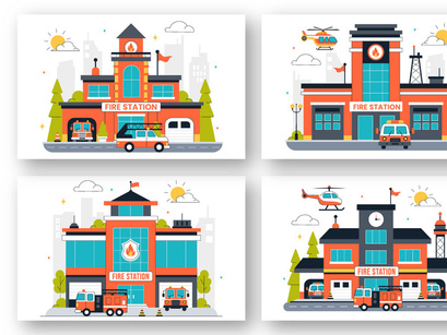 10 Fire Station Building Illustration