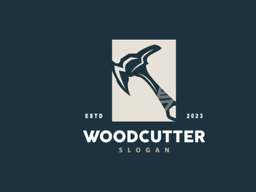Ax Logo, Wood Cutting Tool Black Silhouette, Lumberjack Vector preview picture