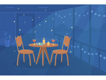 Romantic dinner at home flat color vector illustration preview picture