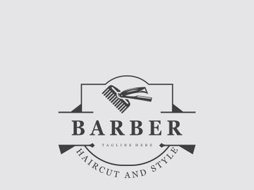 Barber vintage retro element badge or emblem on white background preview picture