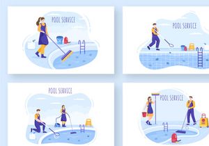 12 Pool Service Worker Illustration