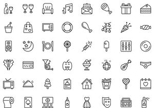 90+ Party and Celebration Colored Line Icons