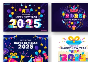 12 Happy New Year 2025 Illustration