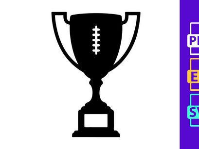 American football trophy award icon with silhouette and shadow