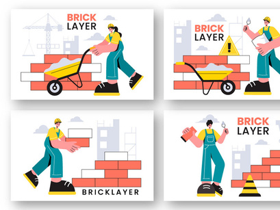 9 Bricklayer Worker Illustration