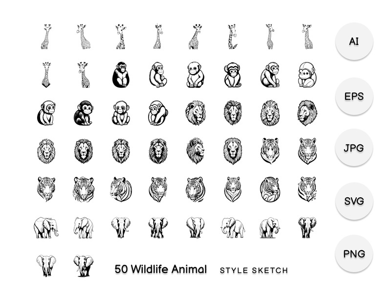 Wildlife Animal Element Draw Black
