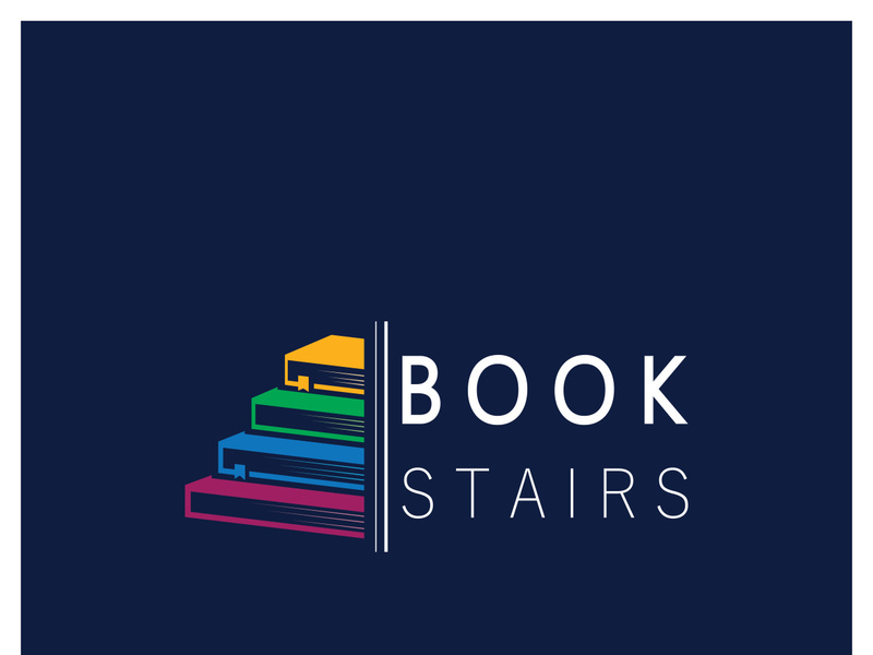 book stairs logo, or library for bookstores, book companies, publishers, encyclopedias, libraries, education, digital books, vectors