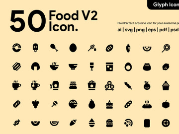 50 Food Glyph Icon preview picture