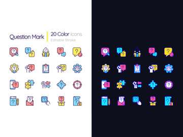 Question mark light and dark theme color icons set preview picture