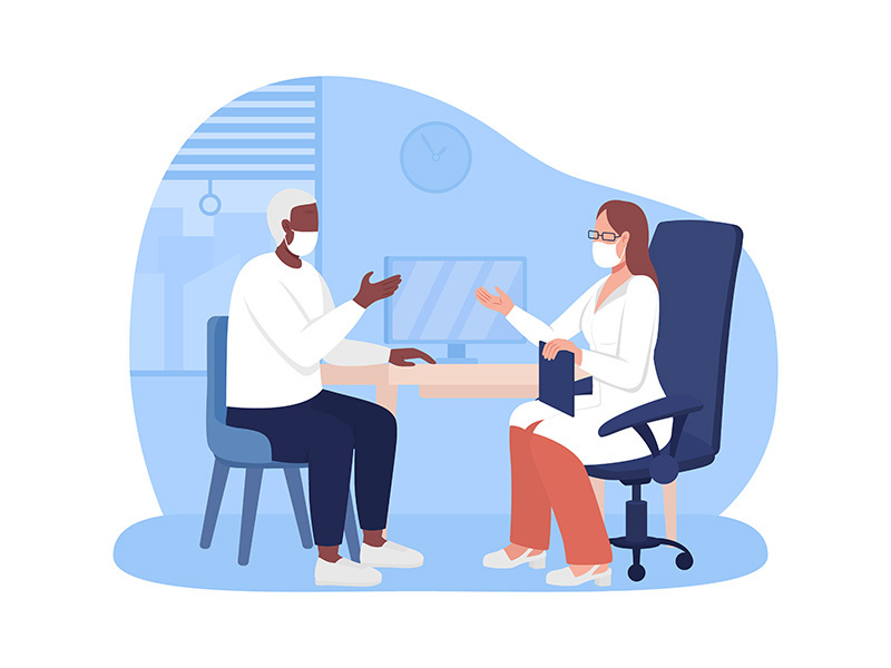 Personal physician appointment 2D vector isolated illustration