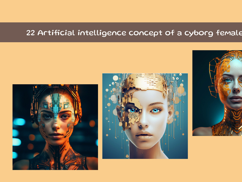 Artificial intelligence concept of a cyborg female face