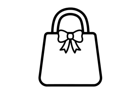 Sacola de presente elegante com laço preto para presentes de luxo. Ícone estiloso de sacola de compras para promoções varejistas e vendas de fim de ano.