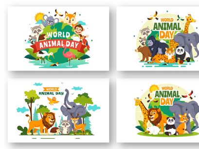 12 World Animal Day Illustration