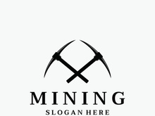 Pickaxe vintage design in retro style,concept for business,label,industrial or mining tool.