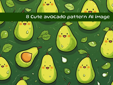 Cute avocado pattern AI image preview picture