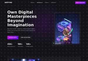 Artfyre NFT Marketplace Website Design | Futuristic Web3 Digital