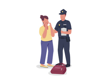 Policeman takes statement from victim semi flat color vector characters preview picture