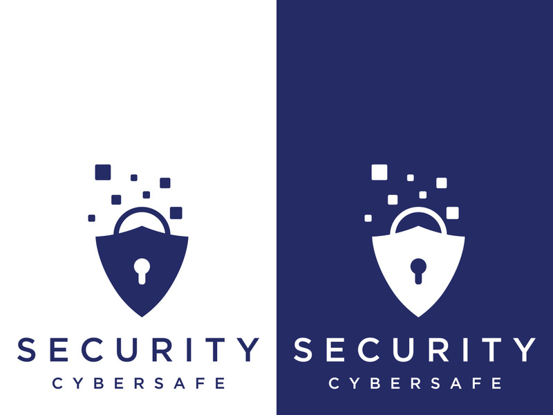 Creative design of technology digital cyber security logo with modern shield and key protection concept. Logo for business, digital and technology.