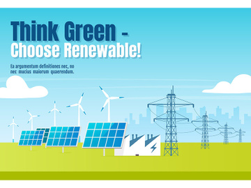 Think green, choose renewable banner flat vector template preview picture
