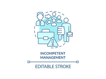 Incompetent management turquoise concept icon preview picture