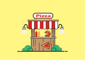 Flat Design Pizza Hut Icon in Adobe Illustrator