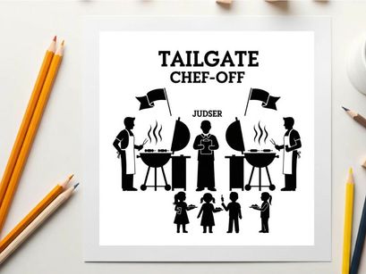 Tailgate chef off silhouette event illustration