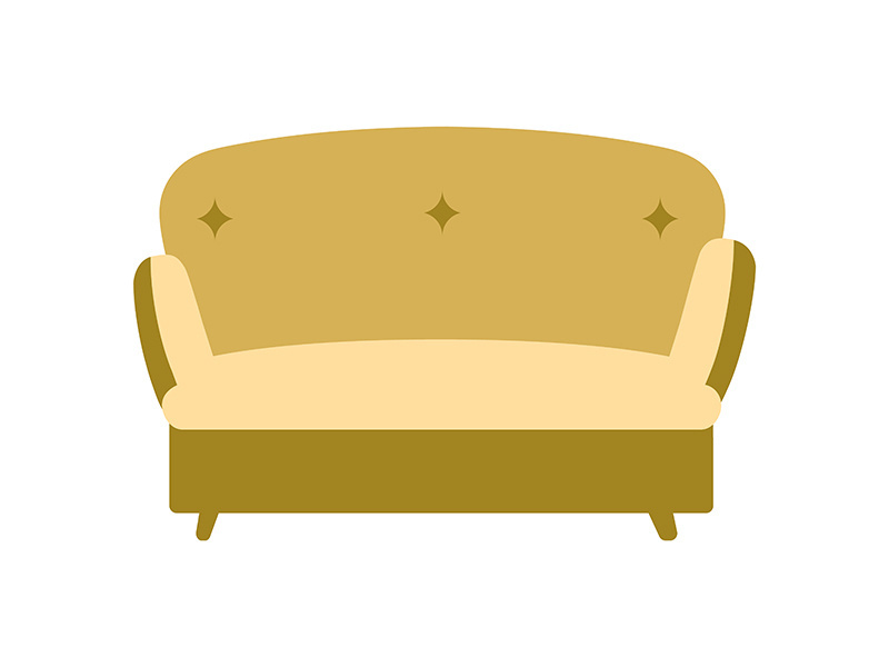 Comfy mustard couch semi flat color vector object