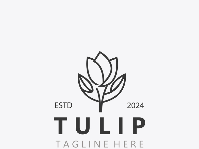 Tulip Flower bud logo with leaves design, suitable for fashion, beauty spa and boutique emblem business